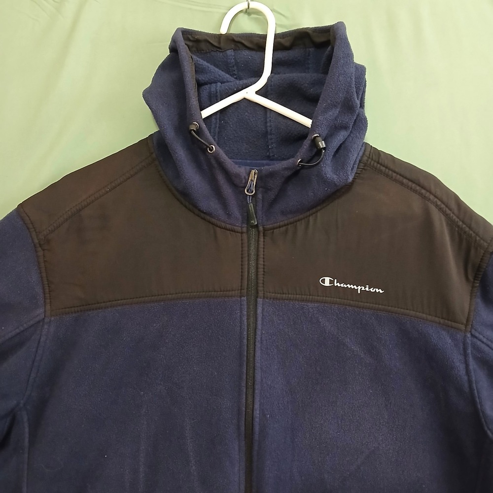 Champion Full Zip Fleece Hoodie Mens 2XL Black Authentic Athleticwear Sweatshirt